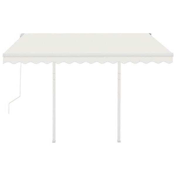 vidaXL Автоматично прибиращ се сенник с прътове, 3,5x2,5 м, кремав