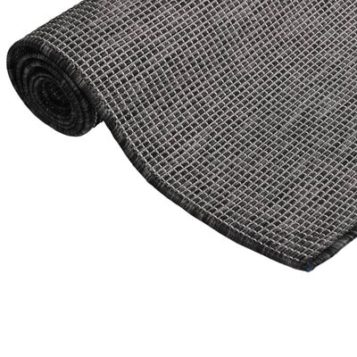 vidaXL Градински плоскотъкан килим, 120x170 см, сив
