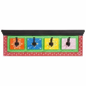 vidaXL Закачалка за палта Черно 80 x 25 x 2 cm Солидно мангово дърво