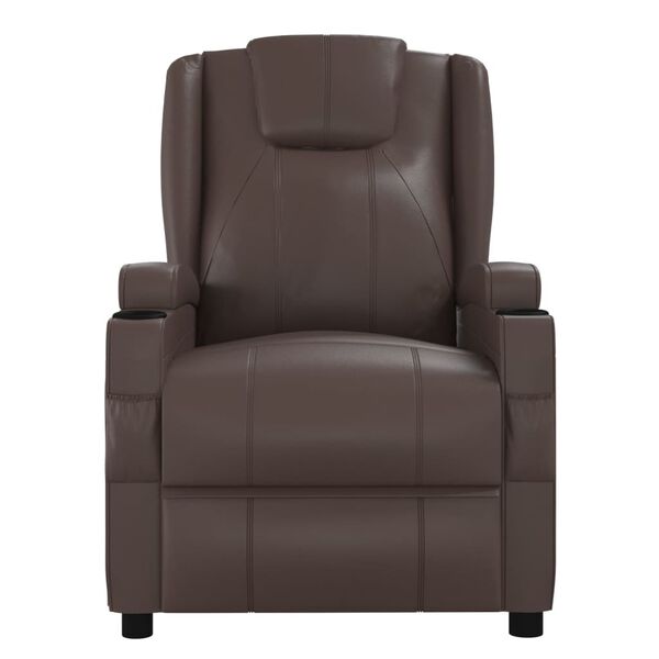 vidaXL Изправящ масажен стол, кафяв, изкуствена кожа