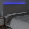 vidaXL LED горна табла за легло,сива, 180x5x118/128см, изкуствена кожа
