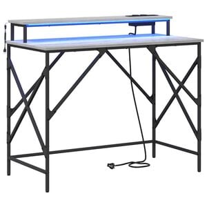 vidaXL Бюро Сив Сонома 100 x 50 x 86,5 см Инженерна дървесина