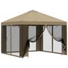 vidaXL Градинска беседка със стени 3 x 3 m Бежово Полиестер и стомана