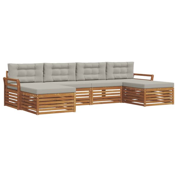 vidaXL Комплекти дивани с възглавница 6 pcs Естествено и светло сиво