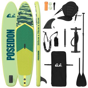 vidaXL SUP дъска с седалка 2 в 1 POSEIDON 305 x 76 x 15 cm Зелено за