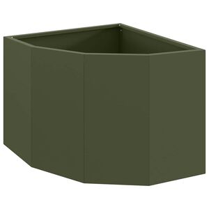vidaXL Ъглов сандък за цветя Маслиненозелено 45 x 45 x 35 cm Стомана