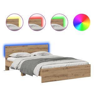 vidaXL Рамка за легло с таблото Дъб 150 x 200 cm Инженерно дърво