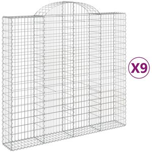 vidaXL Габионни кошници арка 9 бр 200x50x180/200 см поцинковано желязо