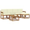 vidaXL Комплект дивани за открито 6 pcs Натурален и Крема