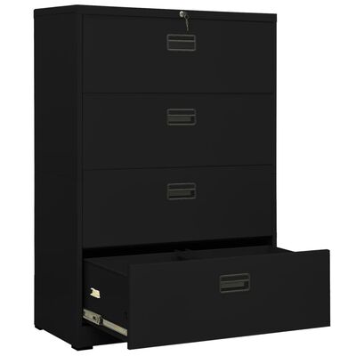 vidaXL Шкаф за папки, черен, 90x46x134 cм, стомана