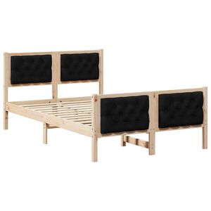 vidaXL Рамка за легло Черно 135 x 190 cm Солидно борово дърво