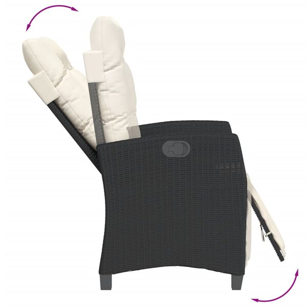 vidaXL Градински комплект от 3 части с възглавници черни полиратан