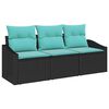 vidaXL Комплект дивани с възглавница 3 pcs Черно полиратан