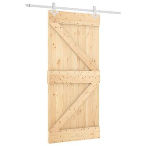 vidaXL Преплъзваща се врата 95 x 210 cm Естествено и бяло