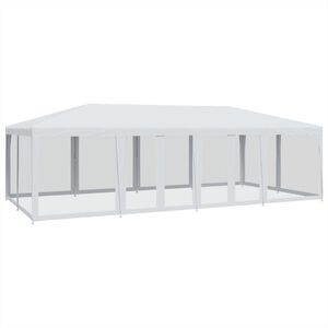 vidaXL Парти палатка с 12 мрежести странични стени, бели, 8x4 м, HDPE