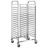 vidaXL Количка за тави с 32 GN контейнера 75x55x162,5 см неръждаема стомана