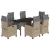 vidaXL Градински комплект с възглавници 7 части бежов микс полиратан