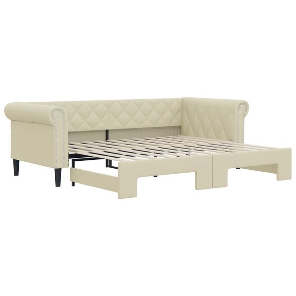 vidaXL Канапе с походно легло, кремаво, 90x200 см изкуствена кожа