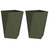 vidaXL Кашпа 2 pcs Маслинено зелено 50 x 50 x 75 cm Стомана