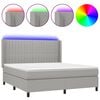 vidaXL Боксспринг легло с матрак и LED, светлосиво, 180x200 см, плат