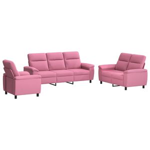 vidaXL Комплект дивани 3 pcs Розово Текстил