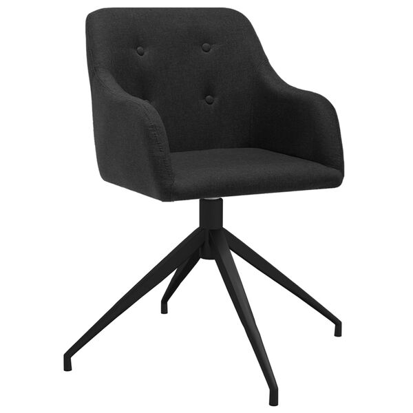 vidaXL Въртящи се трапезни столове, 6 бр, черни, текстил