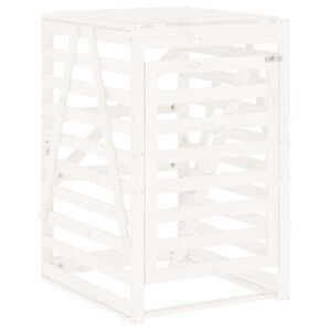 vidaXL Контейнер за съхранение на кош бял 84x90x128,5 см бор масив