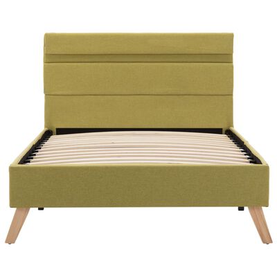vidaXL Рамка за легло с LED, зелена, текстил, 90x200 см