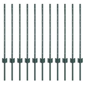 vidaXL Вградена оградна колона 11 pcs Зелено 120 cm