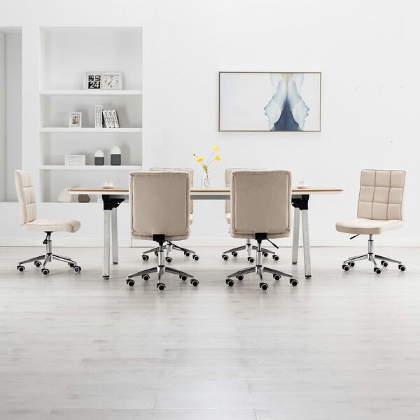 vidaXL Трапезни столове, 6 бр, кремави, плат
