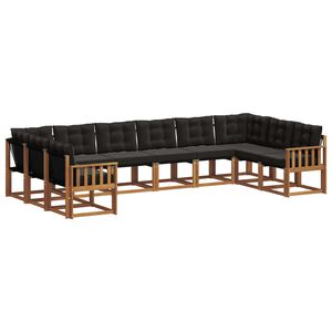 vidaXL Комплект дивани за открито 10 pcs Естествено и черно