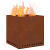 vidaXL Бездимна камина Кафяво 48 x 48 x 50 см Патинираща стомана