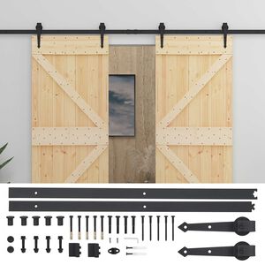 vidaXL Преплъзваща се врата 2 бр. 90 x 210 cm Масивна борова дървесина