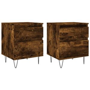vidaXL Нощни шкафчета, 2 бр, опушен дъб, 40x35x50 см, инженерно дърво