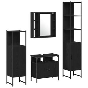 vidaXL Комплект мебели за баня 4 бр. Черния дъб 33 x 33 x 185,5 см