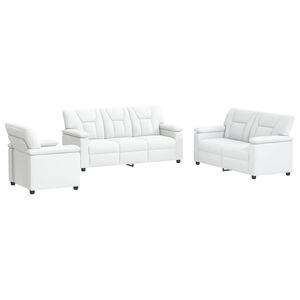 vidaXL Комплект дивани 3 pcs Бяло Изкуствена