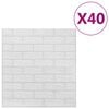 vidaXL 3D тапети Тухли, самозалепващи се, 40 бр, бели