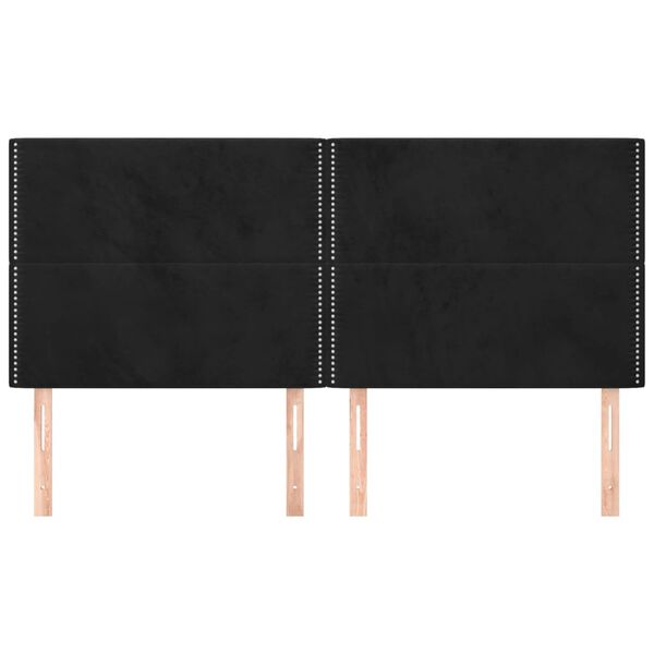 vidaXL Табла за легло, черна, 180x5x118/128 см, кадифе