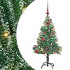 vidaXL Изкуствена коледна елха със сняг и LED светлина 120 cm