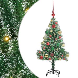 vidaXL Изкуствена коледна елха със сняг и LED светлина 120 cm