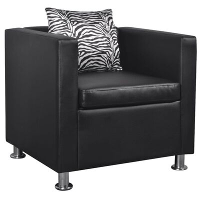 vidaXL Комплект дивани, 2 и 3 местен и кресло, изкуствена кожа, черен