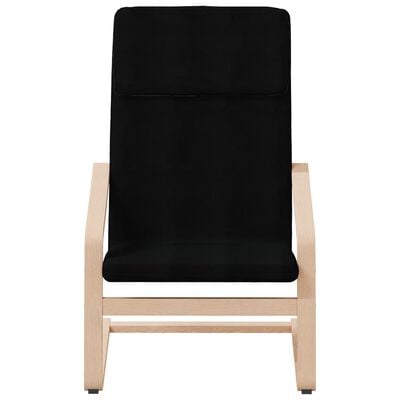 vidaXL Релаксиращ стол с табуретка, черна, текстил