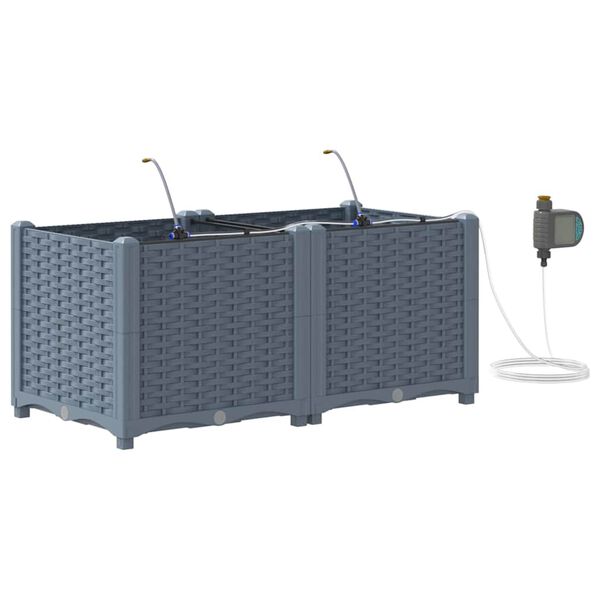 vidaXL Градинска саксия 2 pcs Светло сиво Стомана