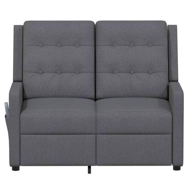 vidaXL 2-местен масажен реклайнер, светлосив, текстил