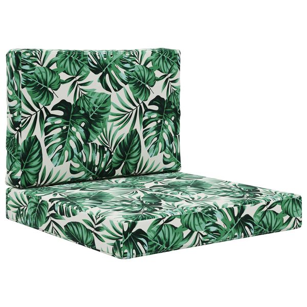 vidaXL Възглавница за диван на открито 2 pcs Мотив с листа Полиестер