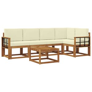 vidaXL Комплект дивани за открито 6 pcs Натурален и Крема