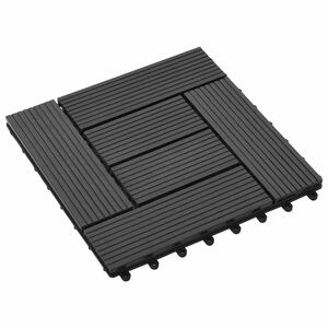 vidaXL Плочка за decking 11 pcs Черен 30 x 30 cm WPC