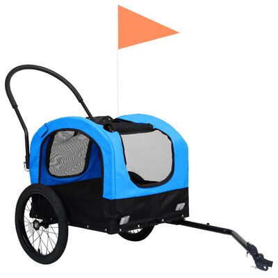 vidaXL 2-в-1 кучешко ремарке за велосипеди и джогинг, синьо и черно