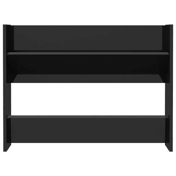 vidaXL Стенен шкаф за обувки черен гланц 80x18x60 см инженерно дърво