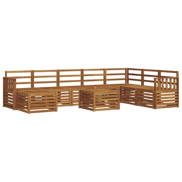 vidaXL Комплект секционен диван 9 pcs Естествен Солидно акациево дърво